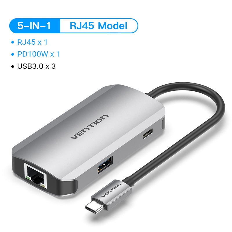 USB C Hub USB C to HDMI 4K VGA PD RJ45 3.5mm USB 3.0 Dock USB-C Type C 3.1 Splitter