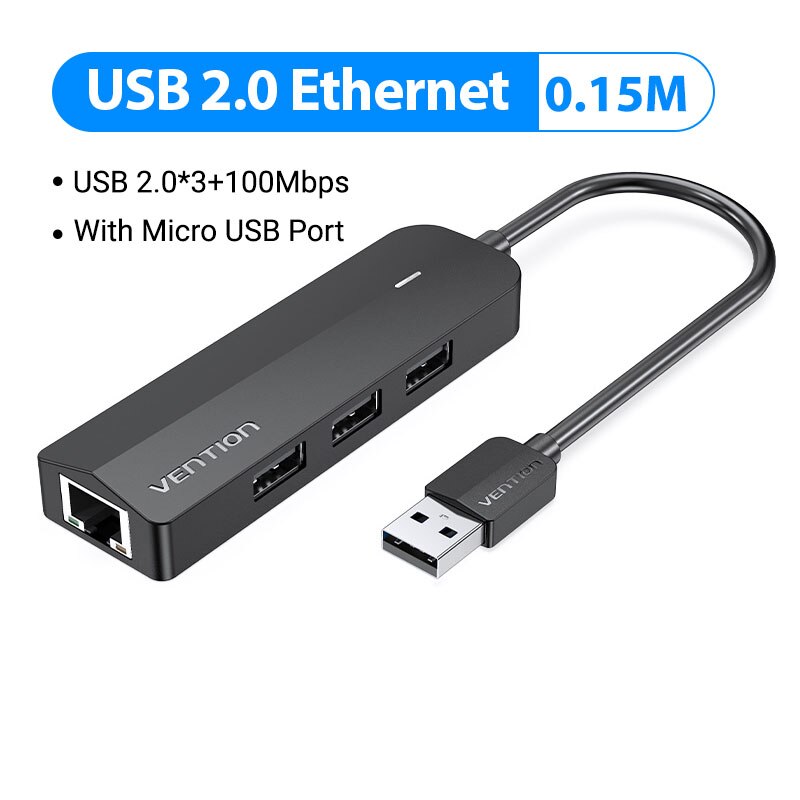 USB Ethernet Adapter USB 3.0 2.0 to RJ45 Gigabit Ethernet with Micro USB Charger Port