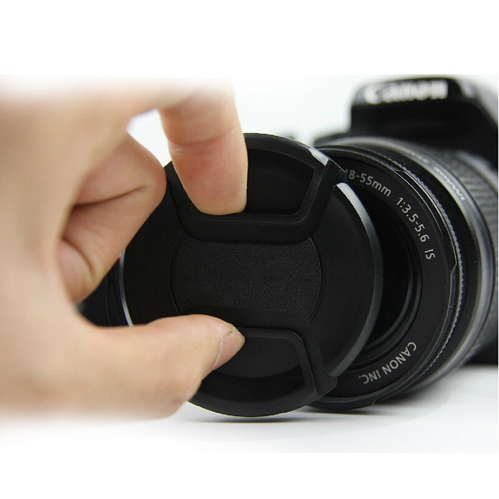 Walkingway Lens Cap Holder 43/49/52/55/58/62/67/72/77/82mm Center Pinch Snap-on Cap Cover