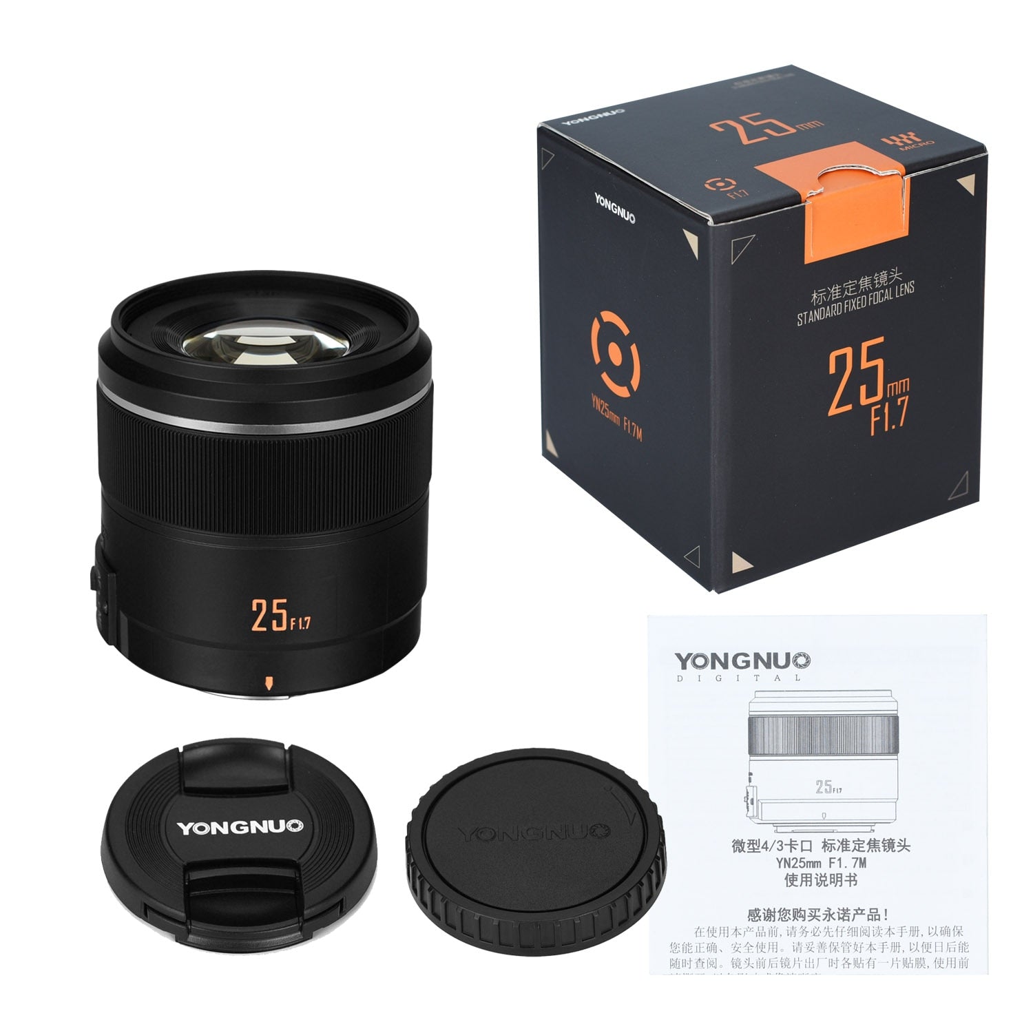 M4/3 Mount Camera Lens YN25mm F1.7M Large Aperture AF/MF Standard Prime Lens