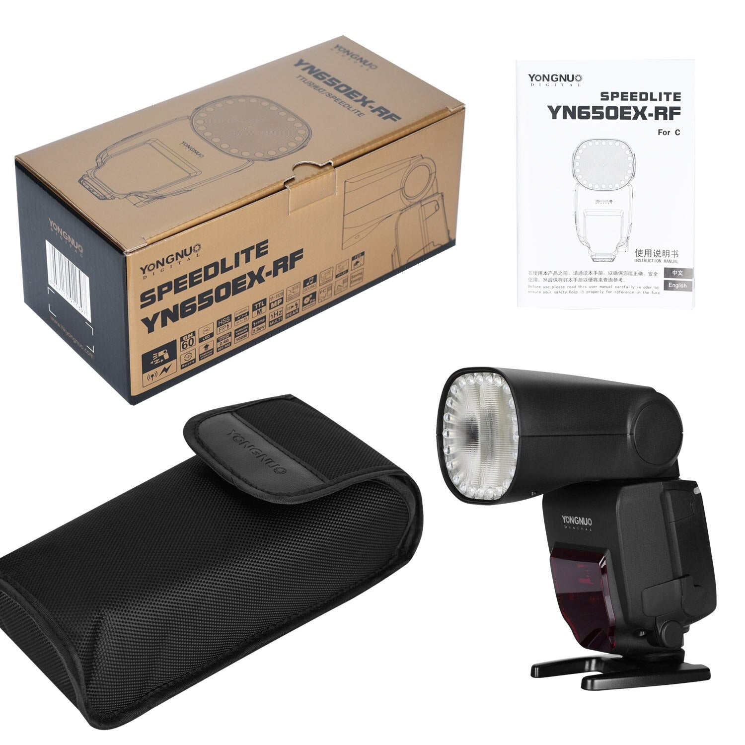 YN650EX-RF Wireless Flash Speedlite 24pcs LED Lamps TTL HSS Master Slave Built-in 2.4G RF System