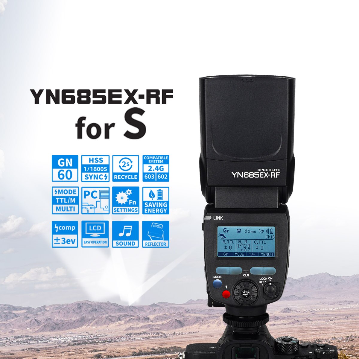 YN685EX-RF Camera Flash High-Speed Sync TTL Speedlite for Sony