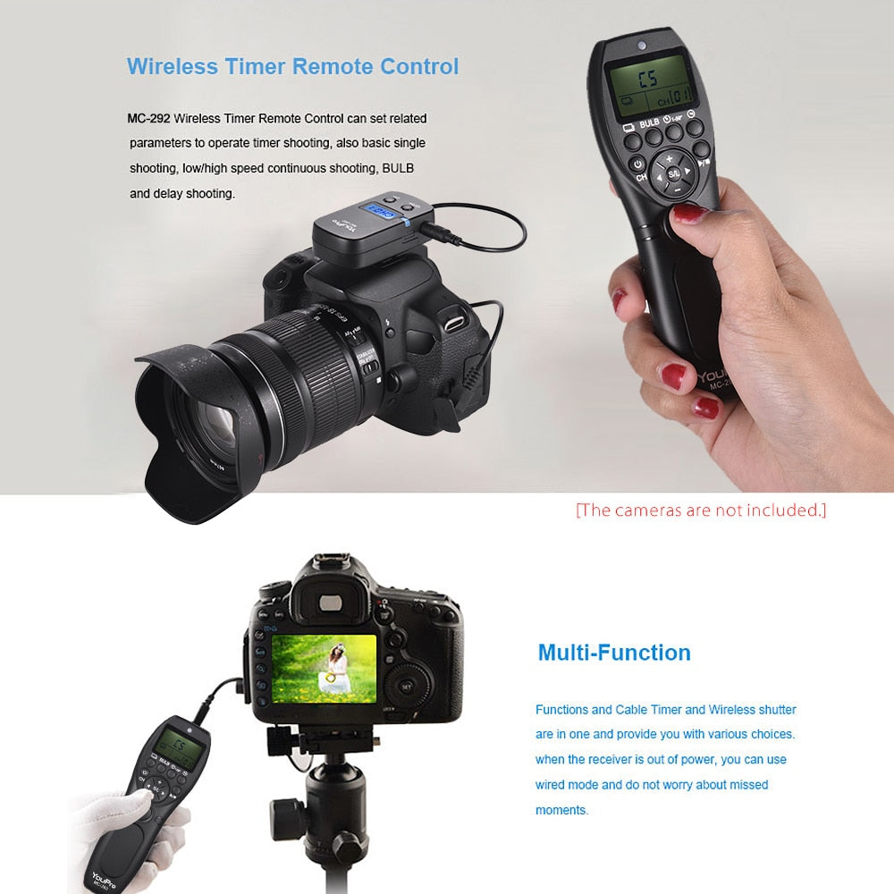 Wireless Remote Control LCD Timer Shutter Release Channels for Canon/Sony/Nikon/Fujifilm