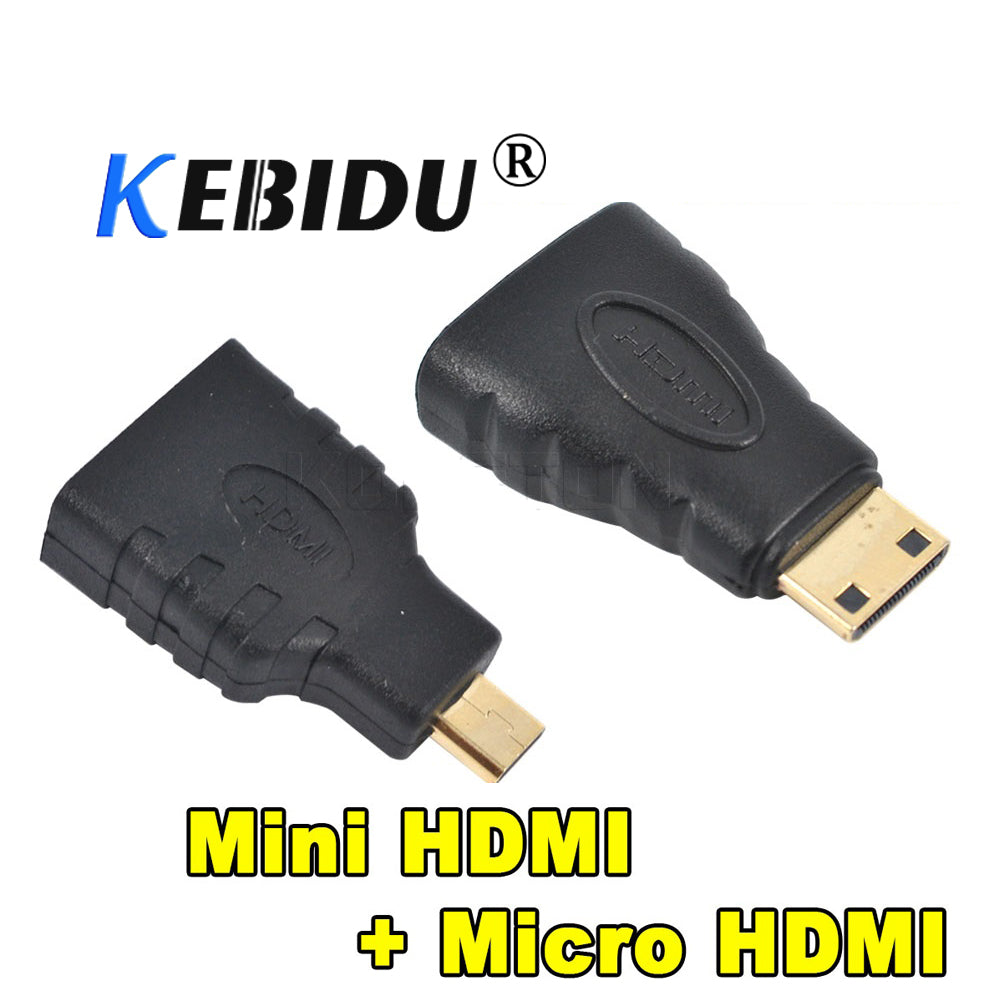 kebidu 1080P 1set HDMI to Micro HDMI + HDMI to Mini Converter Gold Plated HD Extension Adapter