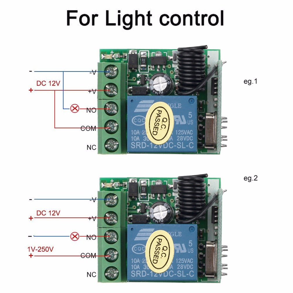 kebidu 1Pc RF Transmitter 433 Mhz Remote Controls with Wireless Remote Control Switch DC 12V 1CH