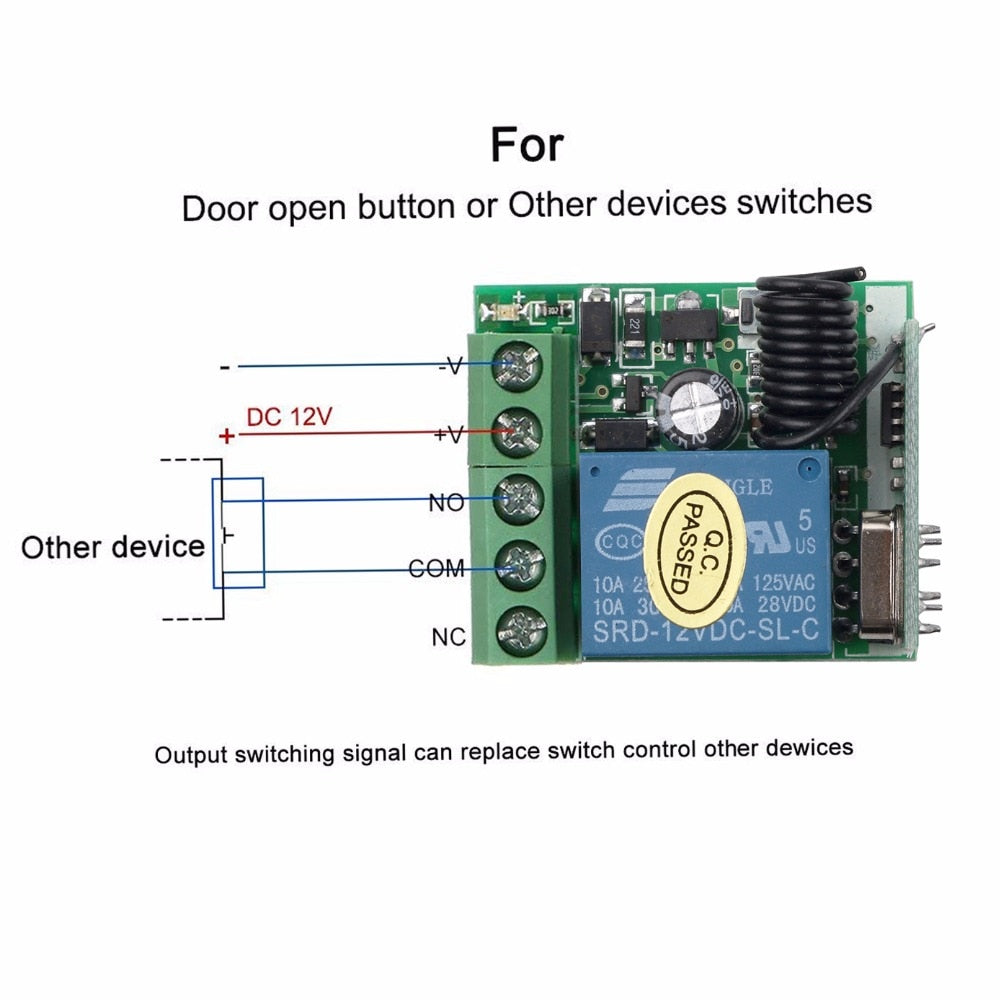 kebidu 1Pc RF Transmitter 433 Mhz Remote Controls with Wireless Remote Control Switch DC 12V 1CH